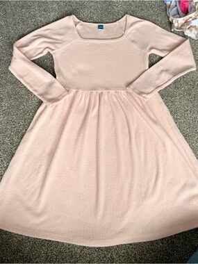 Old Navy Light Pink Long-Sleeve Knit Dress